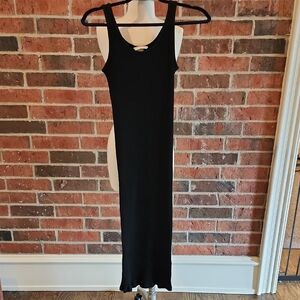 H&M Black Ribbed Tank Maxi Dress Medium